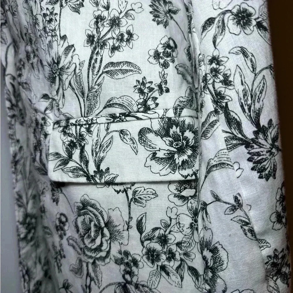 JOIE LINEN BLAZER Grey/White floral print NWT POCKETS SZ S & SZ M notched collar - Picture 5 of 12